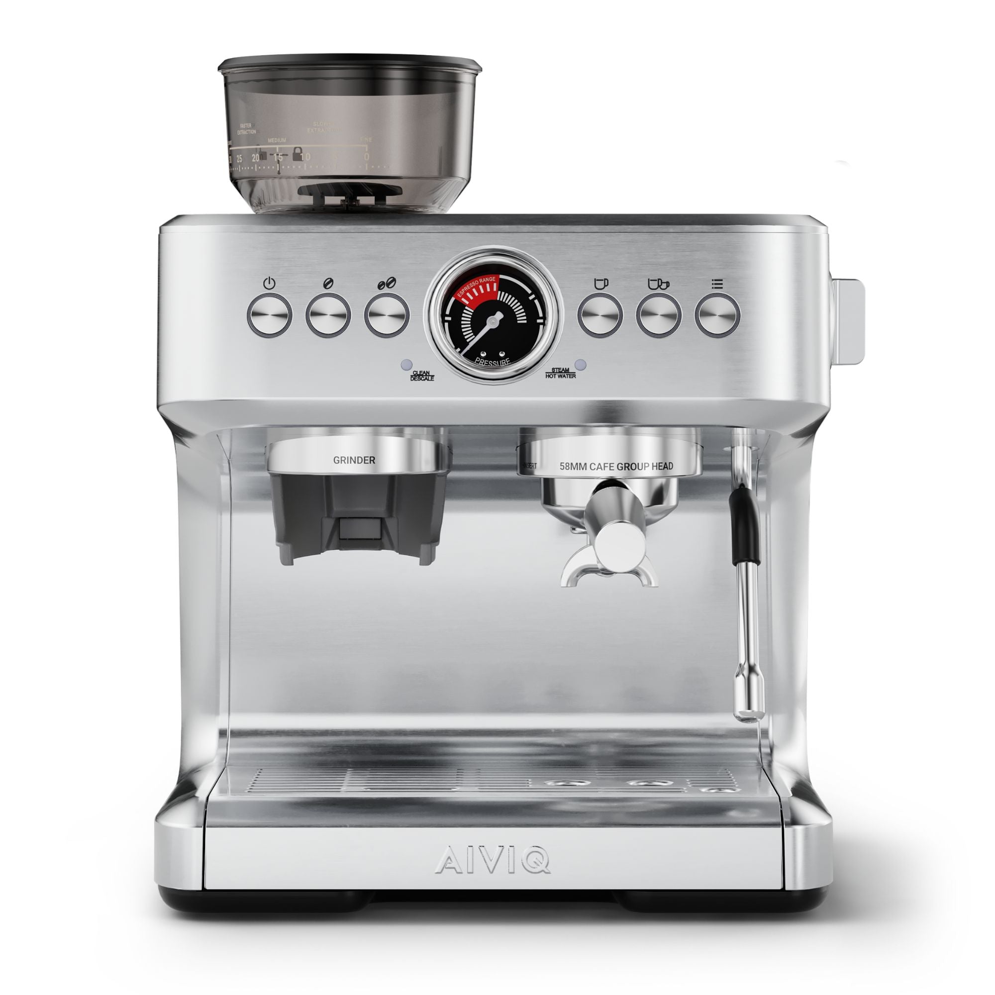 Rustfrit Stål Aiviq Aspire Brew Espressomaskine Med Kaffekværn Ame 361s - Aiviq Kaffebord  - 5744004230319