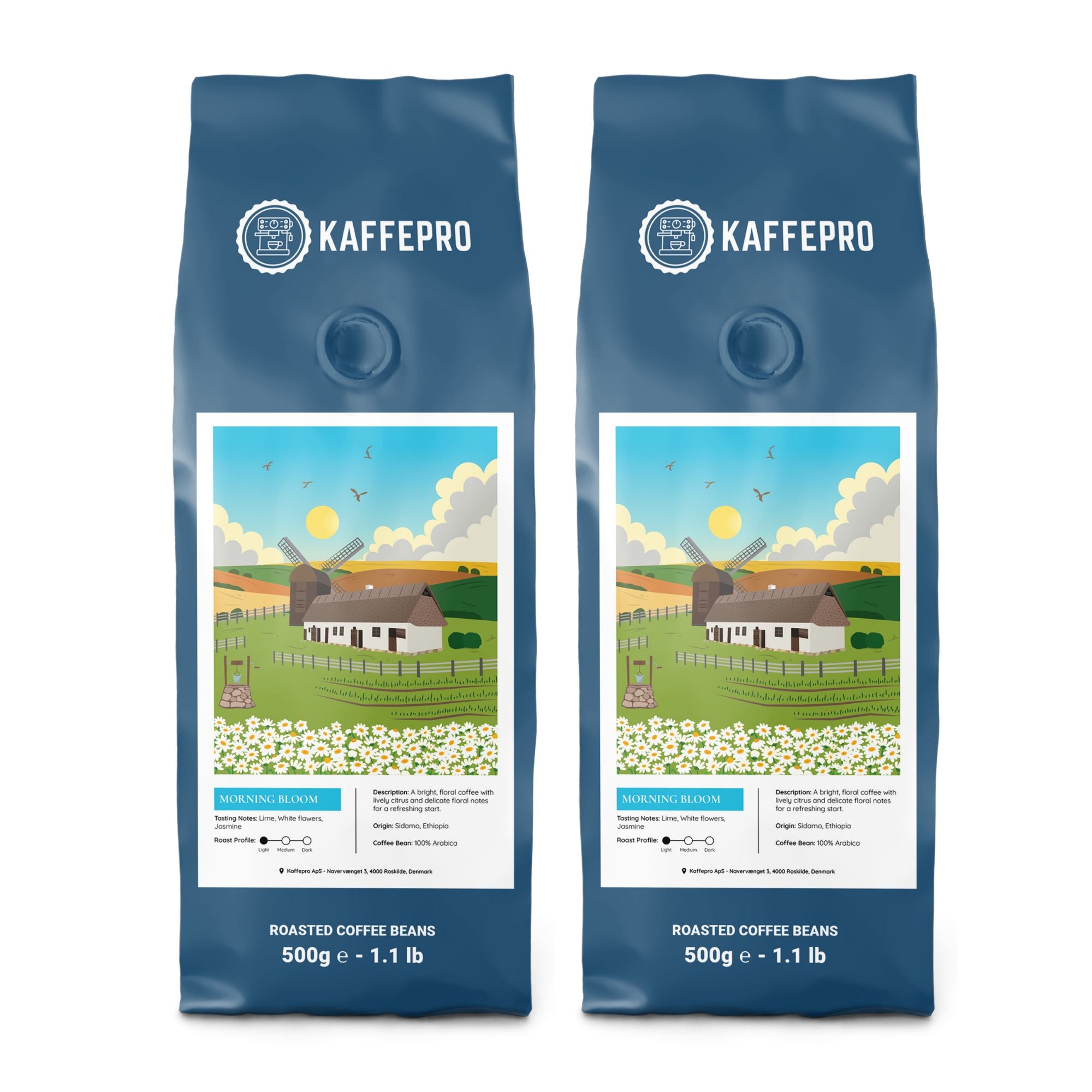 Kaffepro Morning Bloom Kaffepakke: 500g Kaffebønner 500g - Kaffepro Kaffebord  - 5744004230371